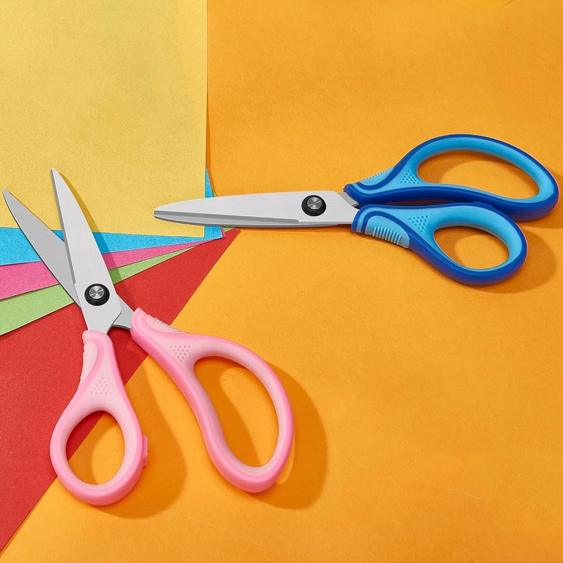SLEMOON 7" Real Left handed Student Scissors, Premium Stainless Steel Blades Shears for Age 8~12,Ergonomic Semi-Soft ABS Rubber Grip, Suitable for School, Office and Family Daily Use,Pink - Image 2